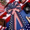 2 Pcs Patriotic Bow Red White Blue Wreath 4th of July Star Burlap American Flag Bow